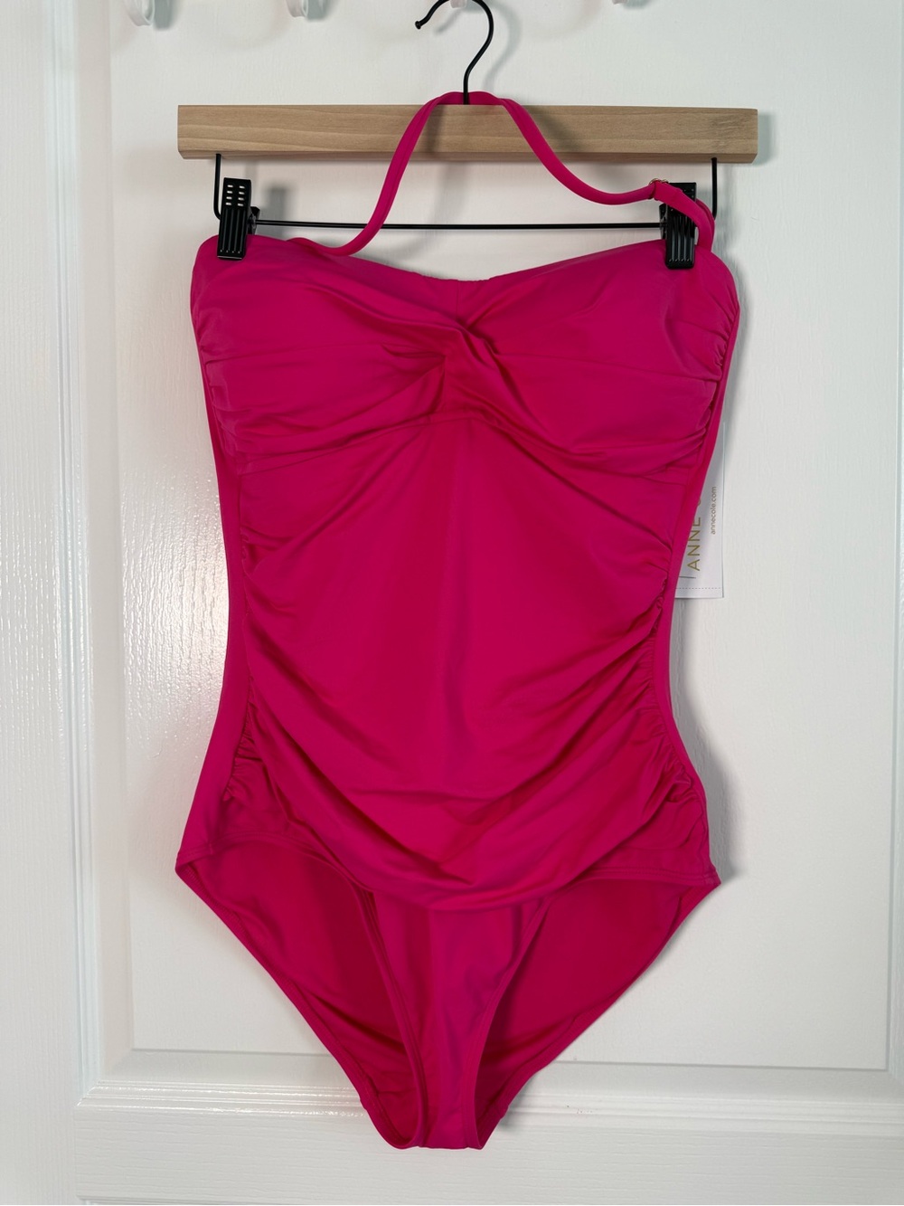Anne Cole Hot Pink Ruched One-Piece Swimsuit (004)